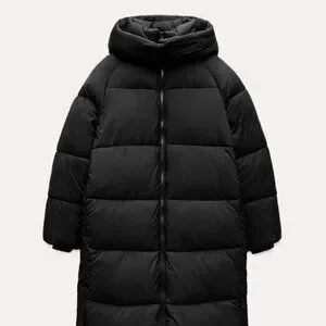 【新品／タグ付き】ZARA WATER AND WIND PROTECTION ZARA BLACK LONG DOWN PUFFER JACKET COAT WATER AND WIND